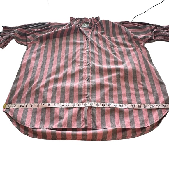 Mille Striped Pink and Brown Women's Top Preppy academia boho girly - Picture 13 of 14
